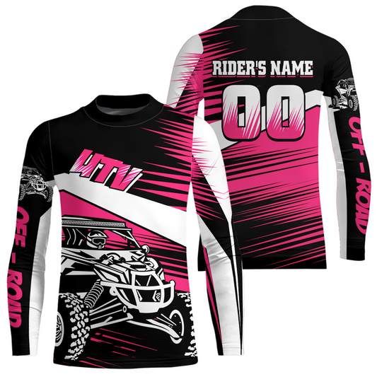 Personalized Pink UTV Off-Road Shirts UTV Motocross Racing Shirt Kid Men Women UPF30+ DNT90