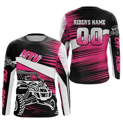 Personalized Pink UTV Off-Road Shirts UTV Motocross Racing Shirt Kid Men Women UPF30+ DNT90
