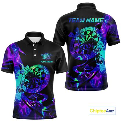 Custom Neon Pattern Dart Shirts For Men Dart Board Shirts Polo & 1/4 Zip Dart Jersey Team NNT129