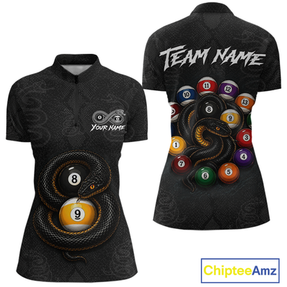 Custom Snake Yin Yang 8 Ball 9 Ball Billiard Shirt for Women Billiard Team Jersey Billiard League NNT185