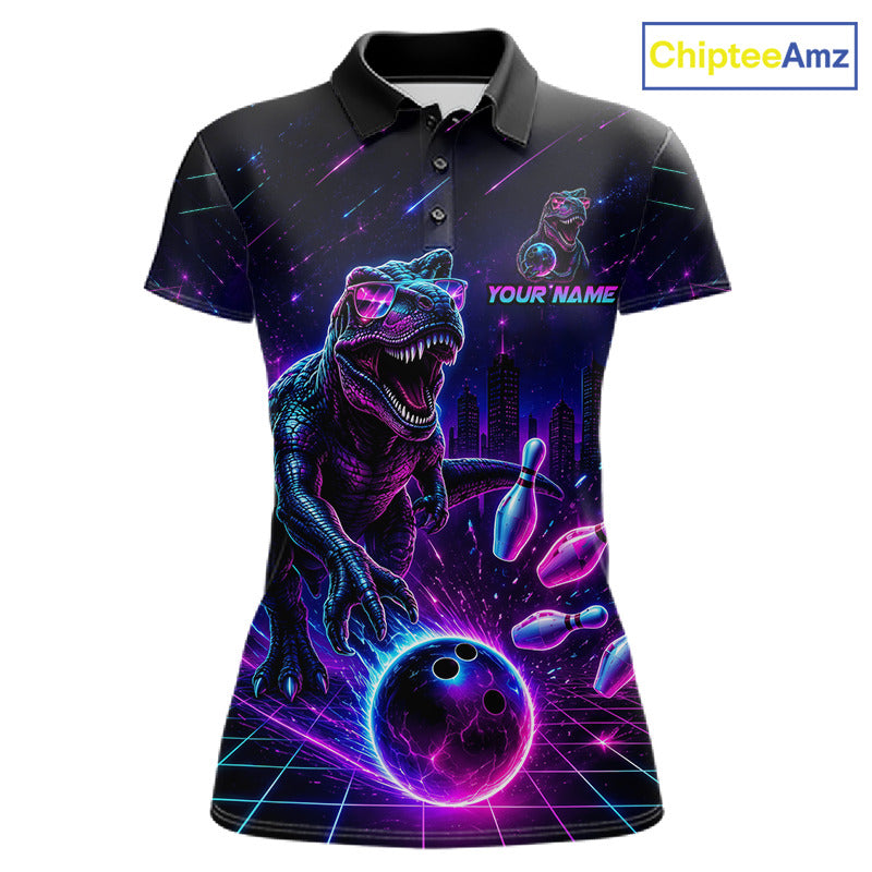 Custom Neon Funny Dinosaur Bowling Team Shirts Bowling Jersey for Women Bowling League HNT462