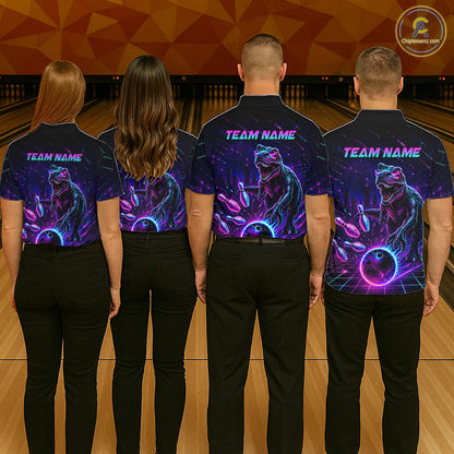 Custom Neon Funny Dinosaur Bowling Team Shirts Bowling Jersey for Women Bowling League HNT462