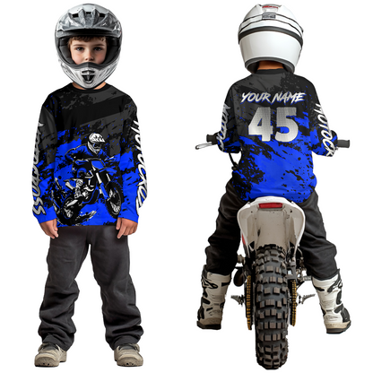 Blue Youth MX Motocross Jersey Custom Motocycle Shirts Men Women Kid Motocross Shirt UPF30+ DNT40