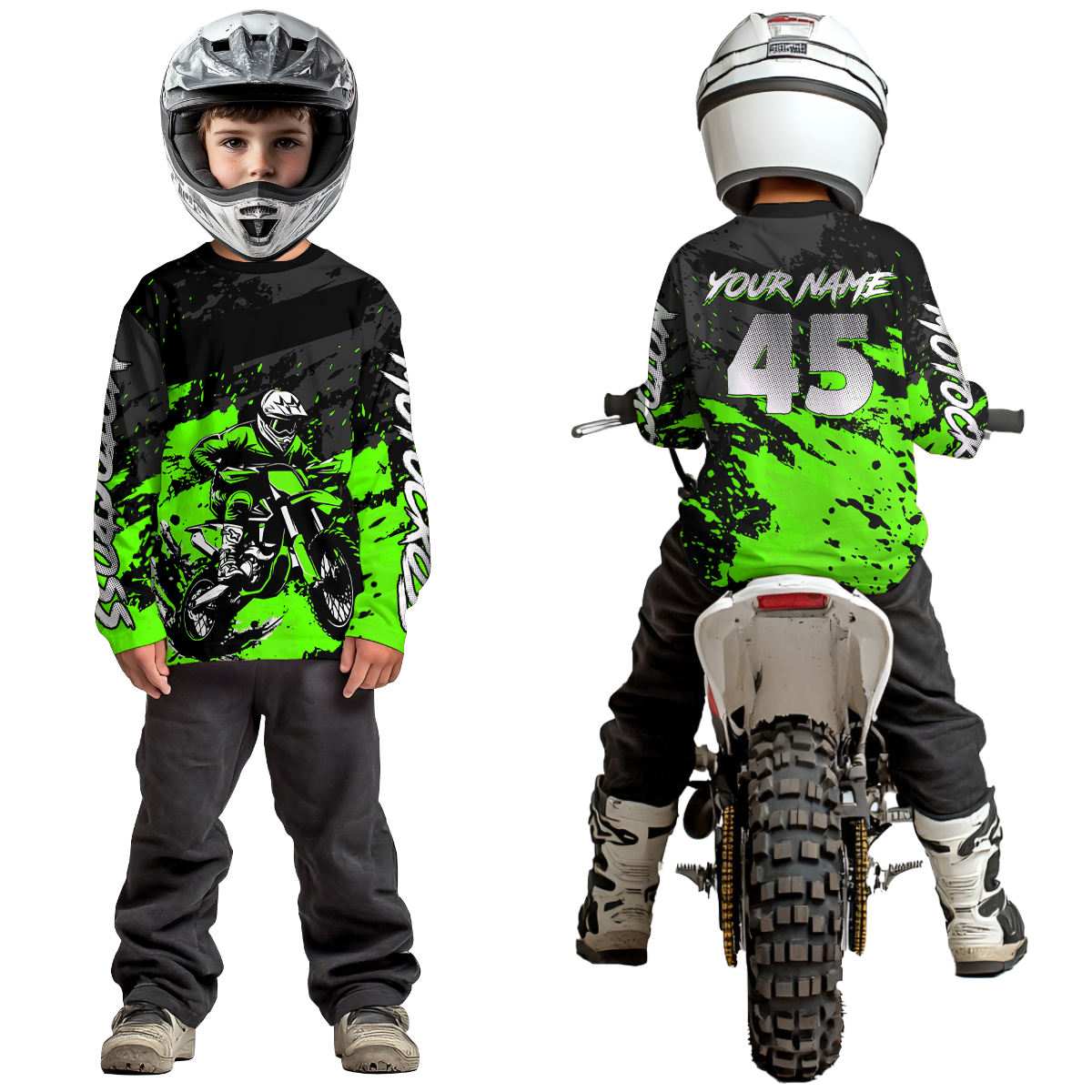 Green Youth MX Motocross Jersey Custom Motocycle Shirts Men Women Kid Motocross Shirt UPF30+ DNT40