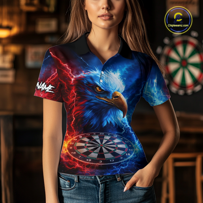 Custom Lightning Thunder Eagle Dart Shirts for Women Darts Team Jerseys Polo & 1/4 Zip NNT137