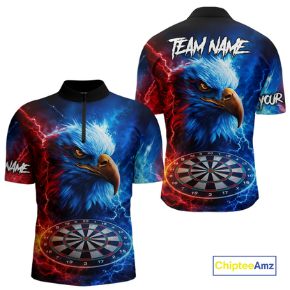 Custom Lightning Thunder Eagle Dart Shirts for Men Darts Team Jerseys Polo & 1/4 Zip NNT137