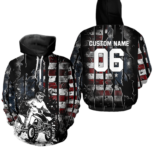 Custom US Flag Motocross Hoodie ATV Off-Road Quad Bike Hoodie for Men Women HOT25