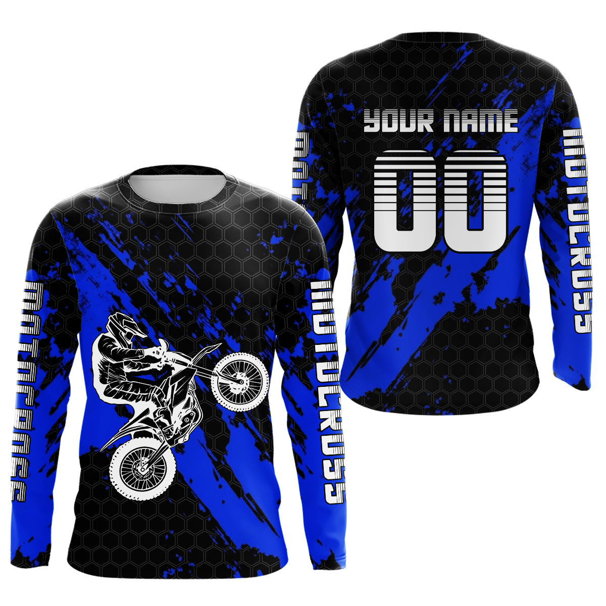 Blue Youth Motocross Jersey Adult Kid Upf30+Custom Racing Jersey Off-Road Jersey DNT51