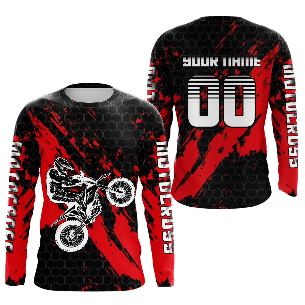 Red Youth Motocross Jersey Adult Kid Upf30+Custom Racing Jersey Off-Road Jersey DNT51