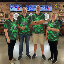 Load image into Gallery viewer, Custom Green Lightning Thunder Skull Dart Shirts For Men Darts Team Jerseys Polo &amp; 1/4 Zip NNT135