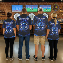 Load image into Gallery viewer, Custom Blue Lightning Thunder Skull Dart Shirts For Women Darts Team Jerseys Polo &amp; 1/4 Zip NNT135