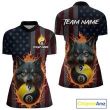 Load image into Gallery viewer, Custom US Wolf 8 9 Ball Yin Yang Billiard Shirts for Women Billiard Team Shirts Billiard League Polo &amp; 1/4 Zip NNT92