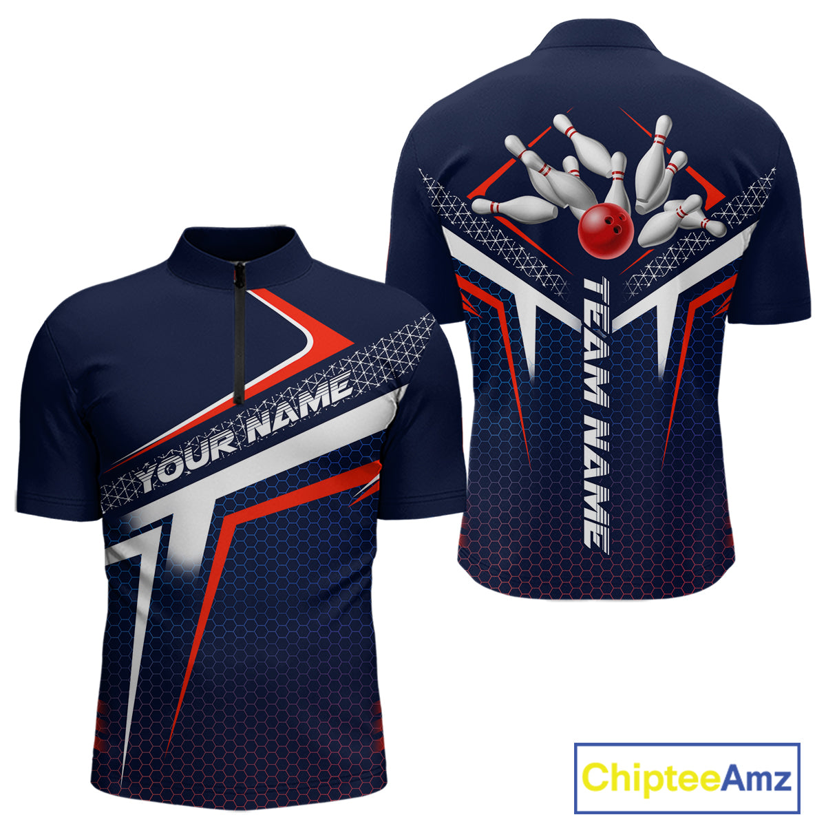Custom Bowling Jersey for Men Bowling Team Shirts Bowling League Uniform Polo & 1/4 Zip HNT171
