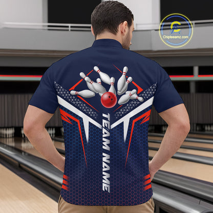 Custom Bowling Jersey for Men Bowling Team Shirts Bowling League Uniform Polo & 1/4 Zip HNT171