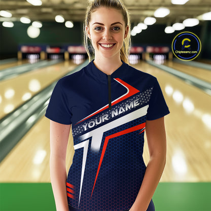 Custom Bowling Jersey for Women Bowling Team Shirts Bowling League Uniform Polo & 1/4 Zip HNT171