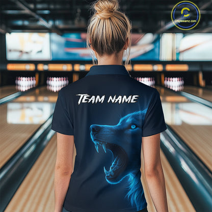 Custom Wolf Bowling Jersey for Women Polo & 1/4 Zip Bowling Team Shirts Bowling League HNT149