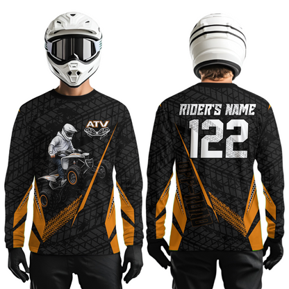 Personalized ATV Motocross Jersey For Adult & Kids UPF30+ Orange Quad Bike Shirt Off-Road ATV MX Racing NHN013