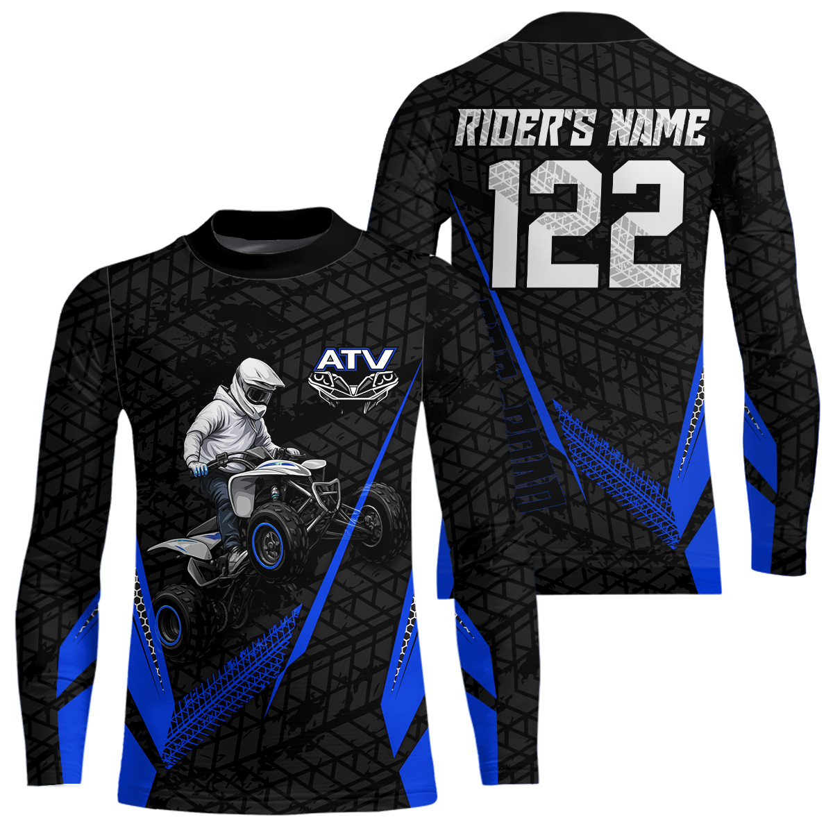Personalized ATV Motocross Jersey For Adult & Kids UPF30+ Blue Quad Bike Shirt Off-Road ATV MX Racing NHN013
