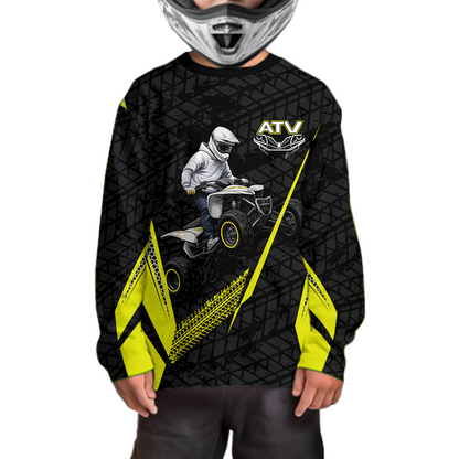 Personalized ATV Motocross Jersey For Adult & Kids UPF30+ Yellow Quad Bike Shirt Off-Road ATV MX Racing NHN013