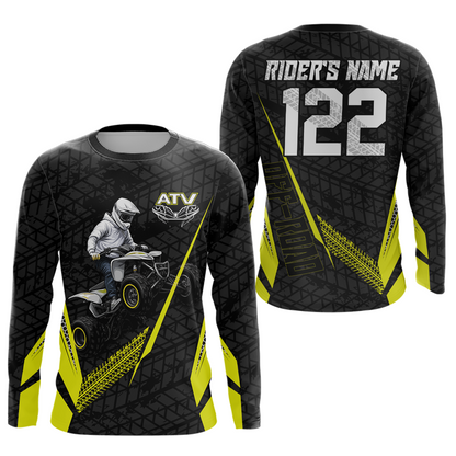 Personalized ATV Motocross Jersey For Adult & Kids UPF30+ Yellow Quad Bike Shirt Off-Road ATV MX Racing NHN013