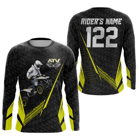 Personalized ATV Motocross Jersey For Adult & Kids UPF30+ Yellow Quad Bike Shirt Off-Road ATV MX Racing NHN013