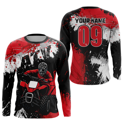 Red ATV Motocross Jersey Personalized UPF30+ Adult&Kid Quad Bike Shirt Atv Mx Off-Road Dirt Bike NHN003