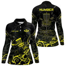 Load image into Gallery viewer, Colors Camo Black Womens Disc Golf Polo Shirt Custom Disc Golf Basket Tree Personalized Golf Gift TY2