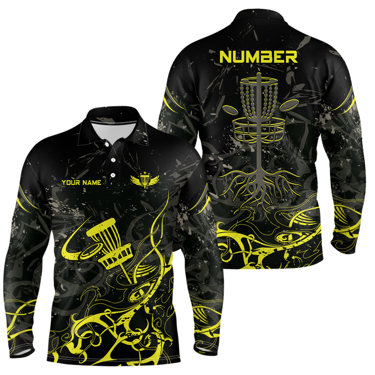 Colors Camo Black Mens Disc Golf Polo Shirts Custom Disc Golf Basket Tree Personalized Golf Gifts For Men TY2