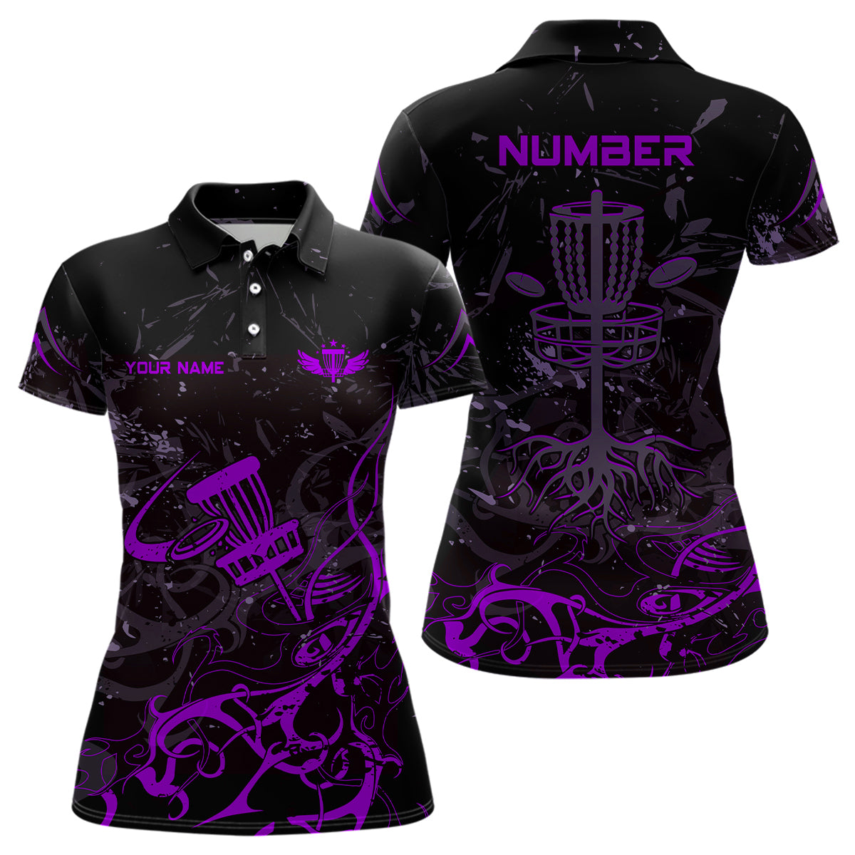 Colors Camo Black Womens Disc Golf Polo Shirt Custom Disc Golf Basket Tree Personalized Golf Gift TY2