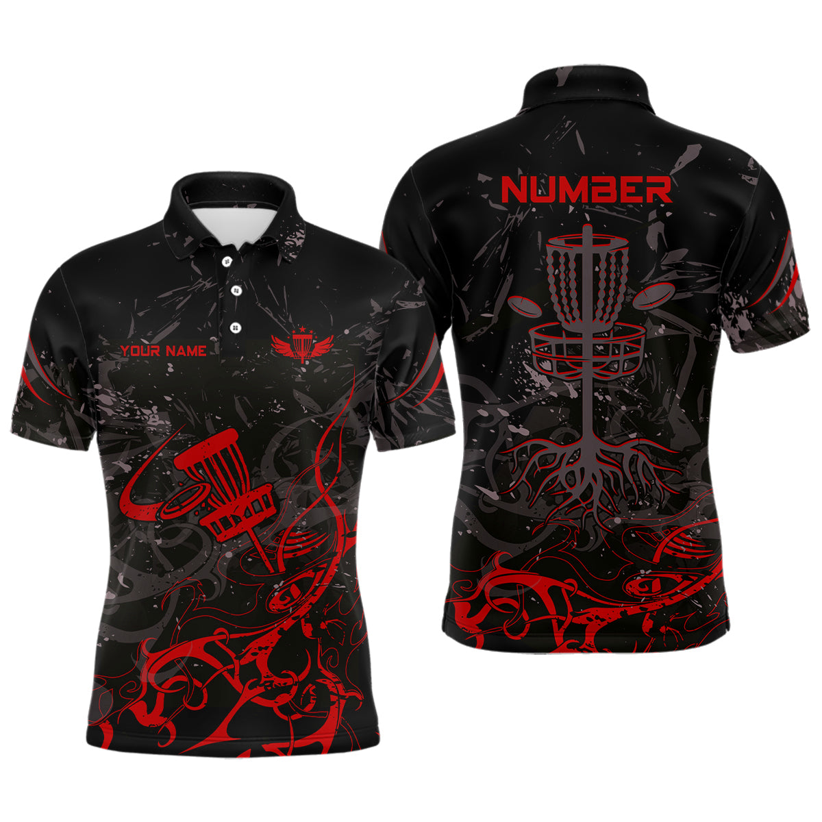 Colors Camo Black Mens Disc Golf Polo Shirts Custom Disc Golf Basket Tree Personalized Golf Gifts For Men TY2