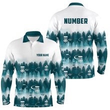 Load image into Gallery viewer, Disc Golf Forest Pattern Mens Disc Golf Polo Shirt Custom Name And Number Disc Golf Gifts For Men YYD0016