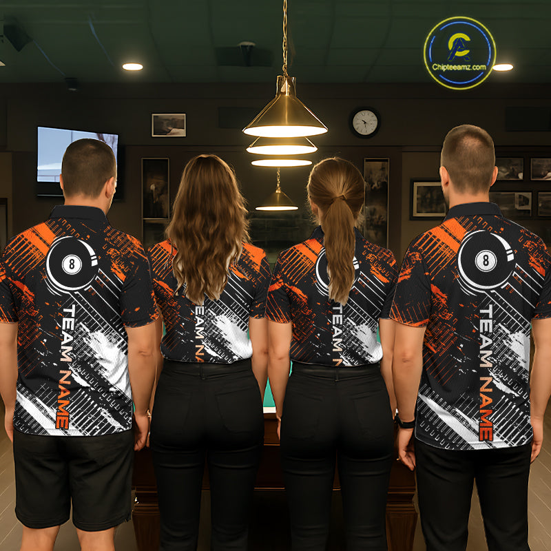 Personalized Name Billiard Skull Flame Polo Shirts For Men  Custom Team Name Billiard Shirt Design YYD0015