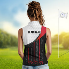 Load image into Gallery viewer, American Flag Golf Sleeveless Polo Shirts Custom Name, Patriotic Golf Gifts YYD0020