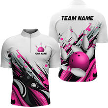 Load image into Gallery viewer, Bowling Quarter Zip Shirts For Men Custom Name Bowling Ball Energy Art Team Jersey Shirt YYD0066