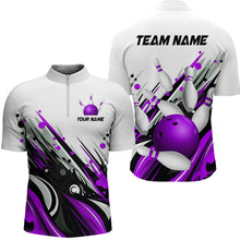 Load image into Gallery viewer, Bowling Quarter Zip Shirts For Men Custom Name Bowling Ball Energy Art Team Jersey Shirt YYD0066
