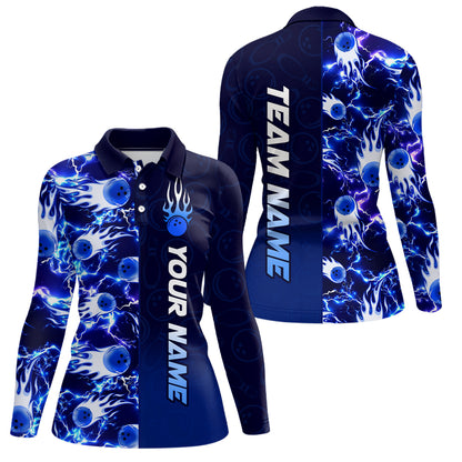 Bowling Shirt For Womens Custom Name Bowling Flame Lightning Team Jersey Shirt YYD0030