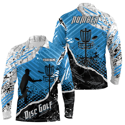 Disc Golf Abstract Grunge Mens Disc Golf Polo Shirt Custom Name And Number Disc Golf Gifts For Men YYD0036