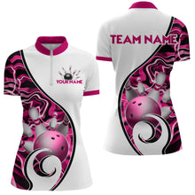 Load image into Gallery viewer, Custom Bowling Team Women Quarter-Zip Shirts - Personalized Abstract Bowling Jersey YYD0079