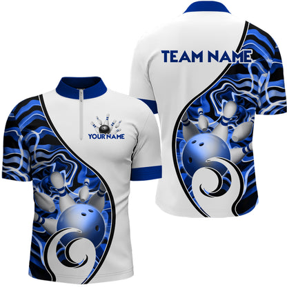 Custom Bowling Team Men Quarter-Zip Shirts - Personalized Abstract Bowling Jersey YYD0079