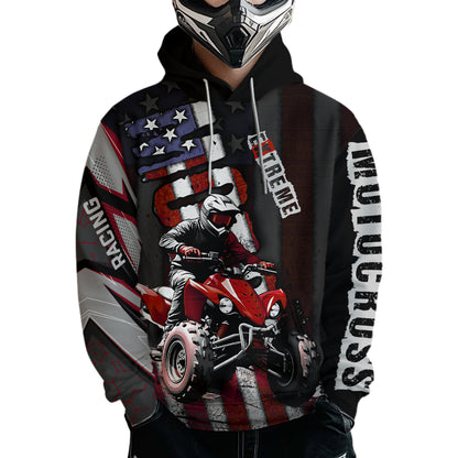 Custom Atv Motocross Hoodie Upf30+ Quad Bike Shirt Racing Adult Youth Kid American Flag Dirt Bike Hooded  NHN005
