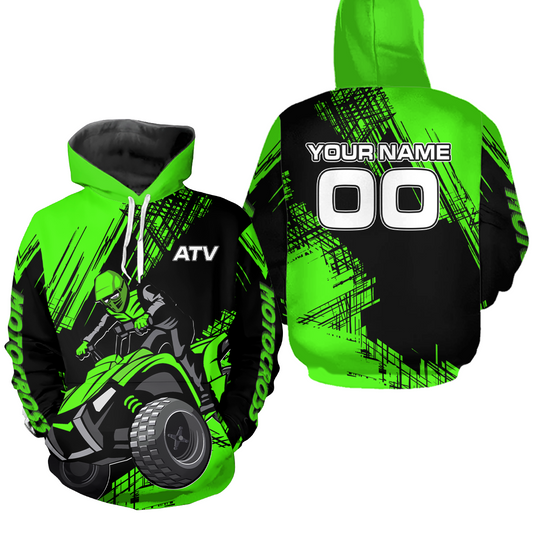 Green Custom ATV Motocross Hoodie for Men Women Quad Shirt ATV Riding Hoodie MHATV22