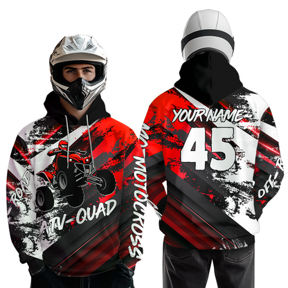 Red Custom ATV Motocross Hoodie Men Women Quad Shirt ATV Riding Hoodie MHATV26