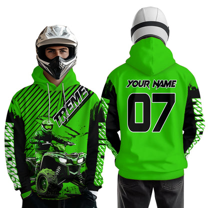 Custom Green ATV Racing Hoodie UPF30+ Motocross Hoodie Men Women Extreme Riding Sweatshirt for Kids MHT200