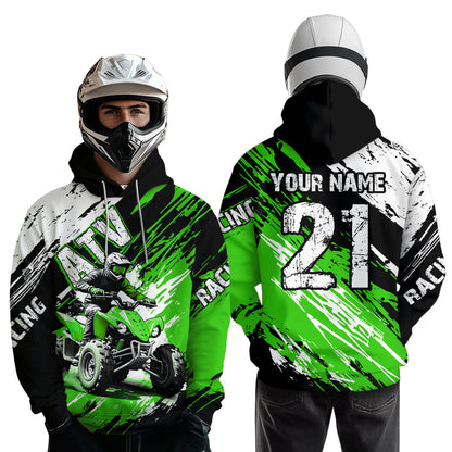 Green Atv Motocross Hoodie Custom Off-Road Quad Bike Hoodies For Men Women Kid Youth NHN006