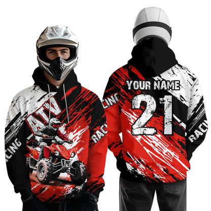 Red Atv Motocross Hoodie Custom Off-Road Quad Bike Hoodies For Men Women Kid Youth NHN006