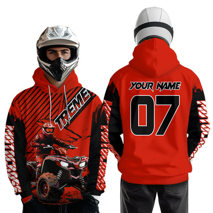 Custom Red ATV Racing Hoodie UPF30+ Motocross Hoodie Men Women Extreme Riding Sweatshirt for Kids MHT200