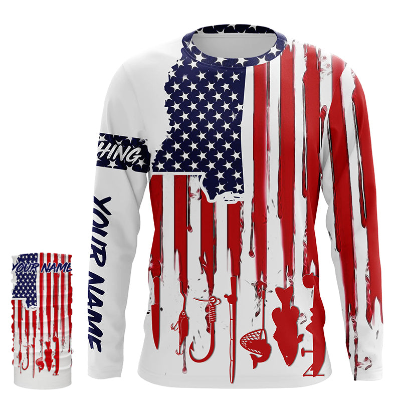Mississippi America flag UV protection performance fishing shirts A34