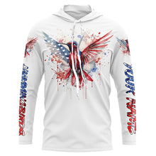 Load image into Gallery viewer, Hummingbirds with America flag watercolor effect shirt personalized gift for birdwatcher A15