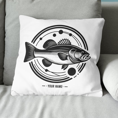 Bass fishing nets bass fish line drawing pillow gift for fisherman A63