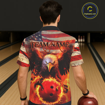 American Flag We The People Custom Patriotic Eagle Bowling Team Hawaiian Shirts For Men IPHW5287